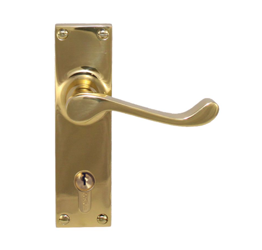 Lever Lock (CC 47.6mm) - PVD Polished Brass - 150mm x 42mm