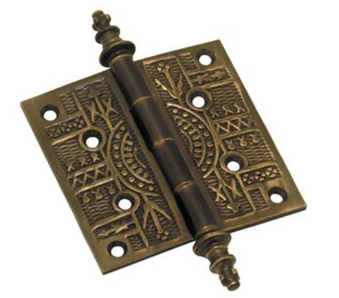 Decorated Hinge - Antique Brass - 100mm x 100mm