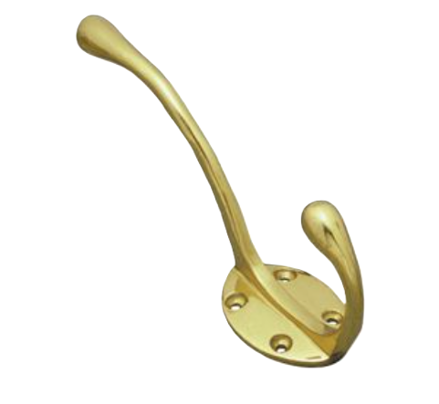 Hat & Coat Hook - Polished Brass - 100mm
