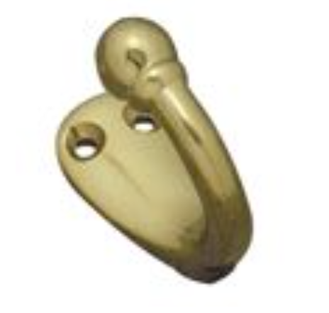 Single Hook - Polished Brass