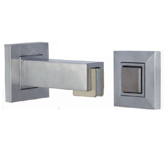 Door Stop Magnetic - Wall Mount Square - Chrome Plated - 75mm