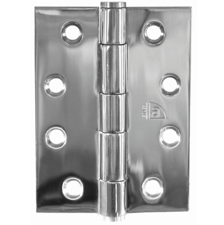 Butt Hinge Fixed Pin - Polished Stainless Steel - 100mm x 100mm x 2.5mm