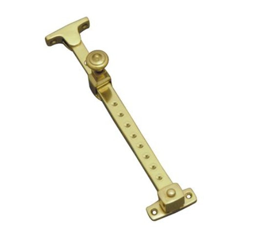Casement Stay Telescopic Multi-position pin locking - Polished Brass - 300mm