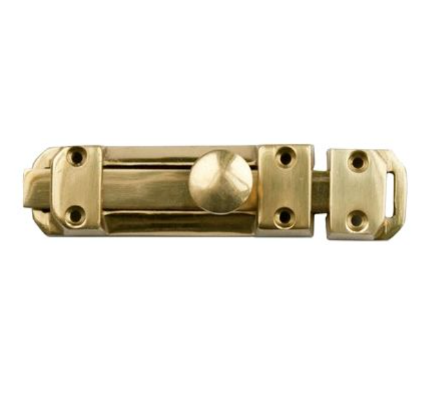 Heritage Classical Solid Brass Door Bolt - Polished Brass - 115mm x 35mm