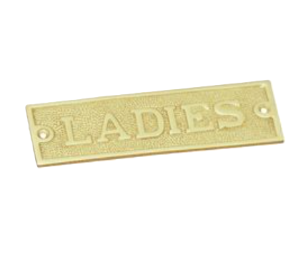 Ladies Sign - Polished Brass - 45mm x 150mm