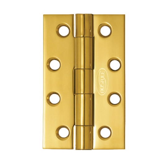 Butt Hinge Fixed Pin - Polished Brass - 100mm x 100mm