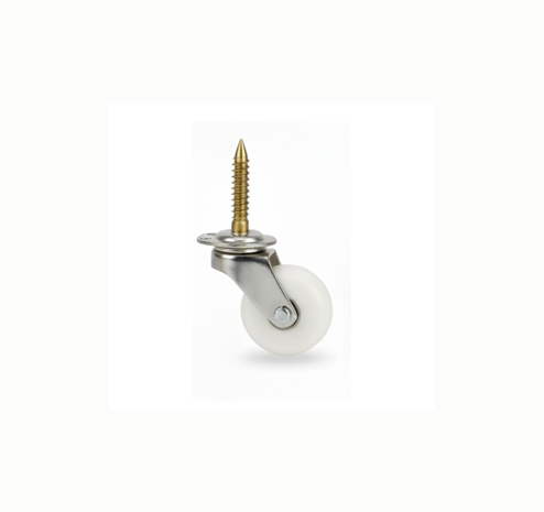 Screw Castor White Ceramic Wheel - 25mm