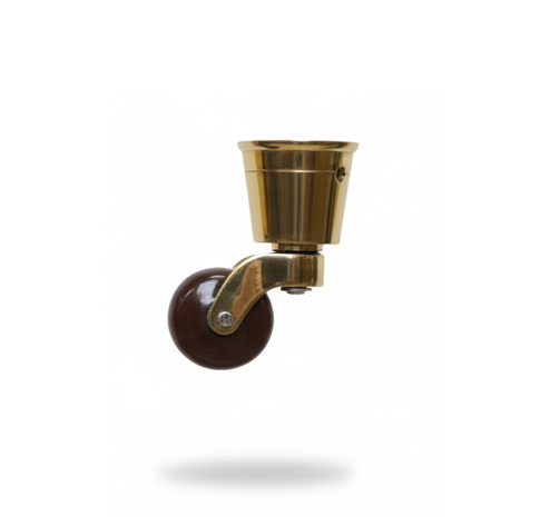 Cup Castors - Brown Ceramic Wheel - Original Vintage Salvage Tile