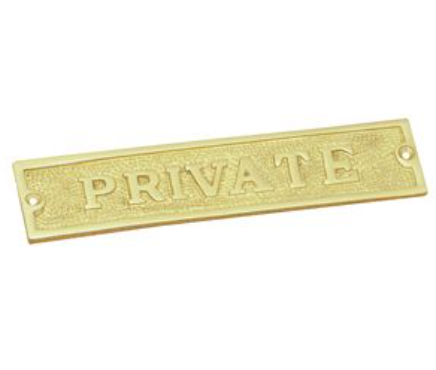 Private Sign - Polished Brass - 40mm x 175mm