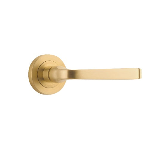 Annecy Lever - Round Rose - Brushed Brass