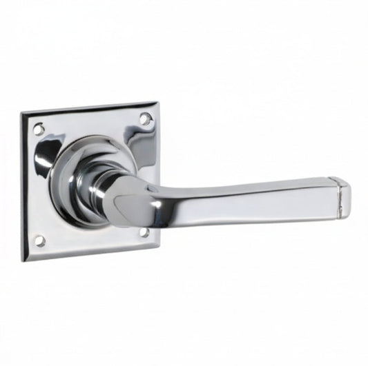 New Menton Lever - Square Rose Backplate - Satin Chrome - Brand New Tile