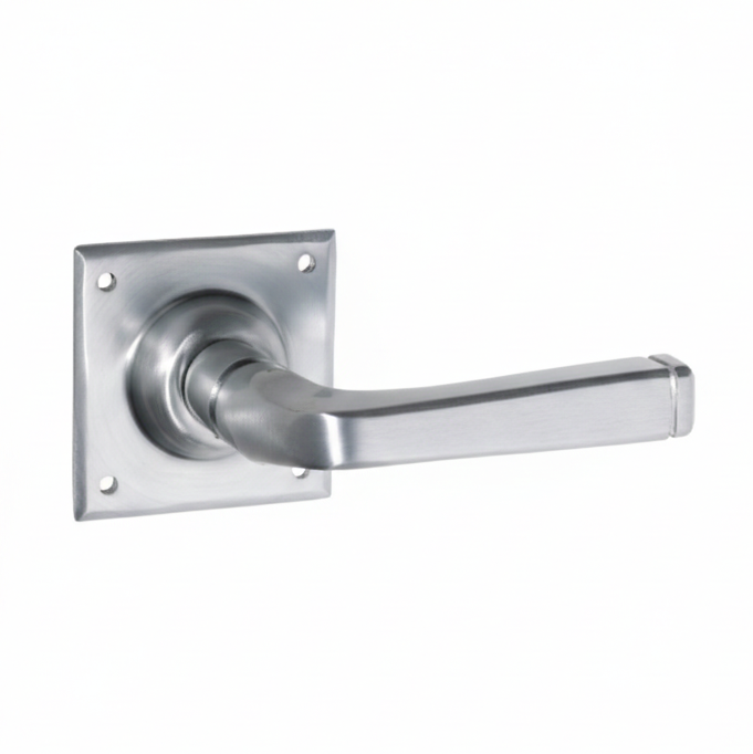 Menton Lever - Square Rose Backplate - Satin Chrome