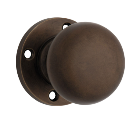 Retro Fit Mortice Knob – Round Rose - Antique Brass