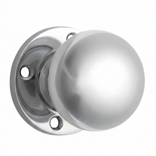 New Retro Fit Mortice Knob - Rose Round Backplate - Satin Chrome - Brand New Tile