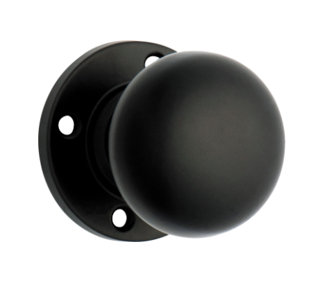 Retro Fit Mortice Knob – Round Rose - Matt Black