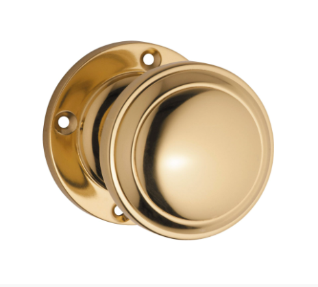 Tradco Milton 0723 Milton Knob – Round Rose in a sleek Polished Brass finish, Rose Round Backplate.