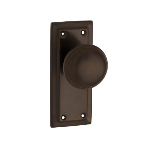 Richmond Door Knob – Short Backplate - Antique Brass
