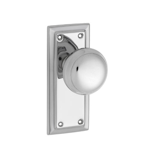 Richmond Door Knob – Short Backplate - Chrome Plated