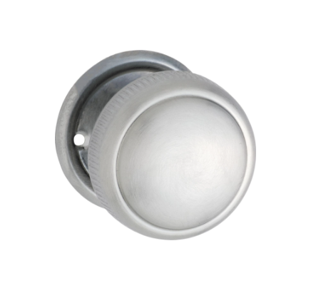 Large Milled Edged Mortice Knob – Round Rose - Satin Chrome