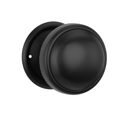 Small Milled Edged Mortice Knob – Round Rose - Matt Black