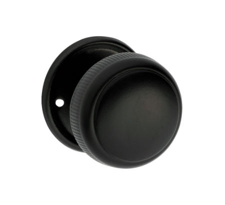 Large Milled Edged Mortice Knob – Round Rose - Matt Black