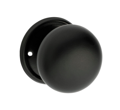 Plain Mortice Knob – Round Rose - Matt Black