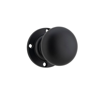 Victorian Knob – Round Rose - Matt Black