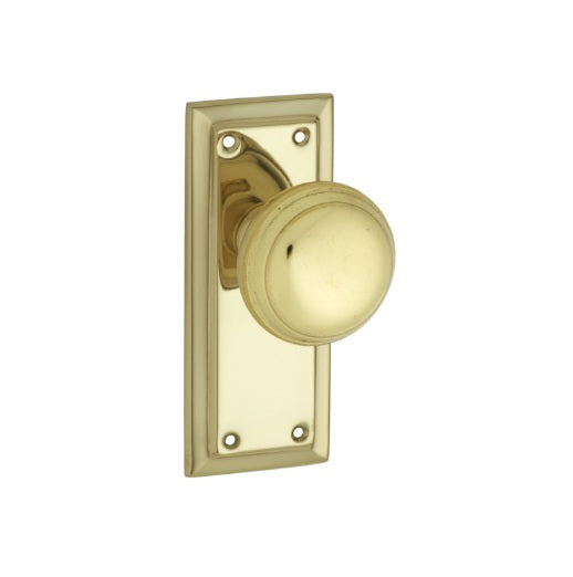 Richmond Door Knob – Short Backplate - Polished Brass