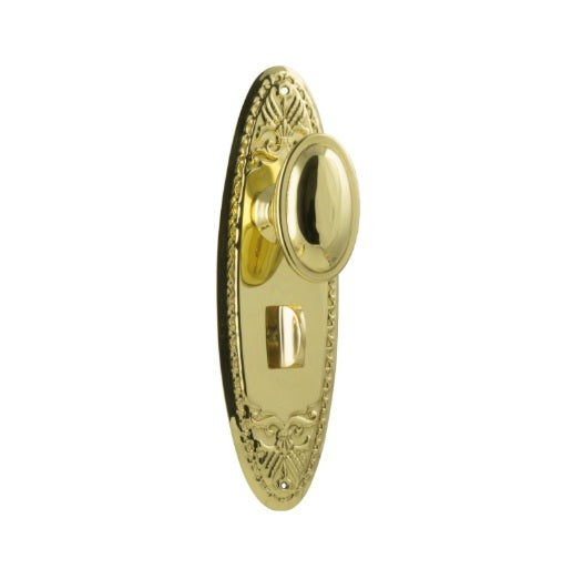 Fitzroy Door Knob (Privacy) – Long Backplate - Polished Brass