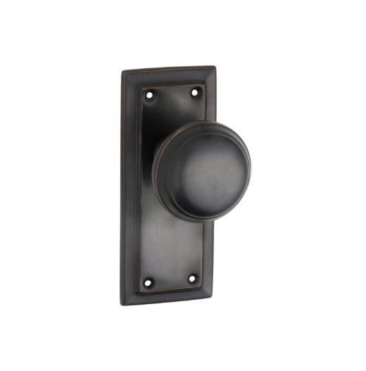 Richmond Door Knob – Short Backplate - Antique Copper