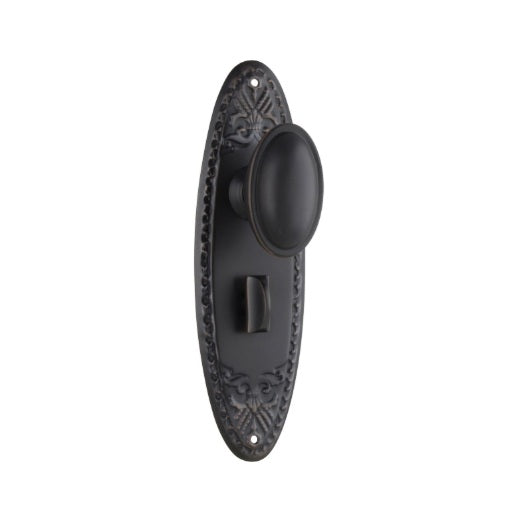 Fitzroy Door Knob (Privacy) – Long Backplate - Antique Copper