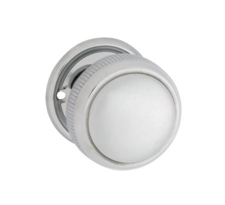 Large Milled Edged Mortice Knob – Round Rose - Chrome Plated