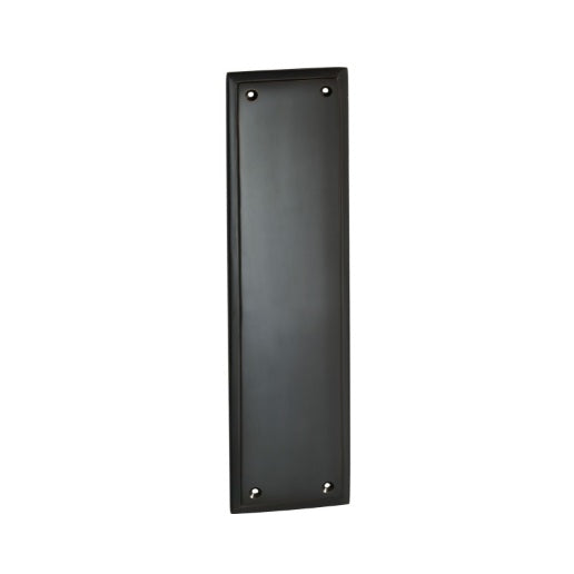 Tradco Milton 9680 solid brass push plate in a sleek Matt Black finish, 300mm x 75mm rectangular face-fix finger plate for doors.