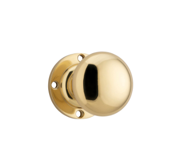 Victorian Knob – Round Rose - Polished Brass