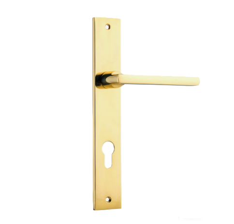 Baltimore Lever - Rectangular Backplate - Euro85 - Polished Brass