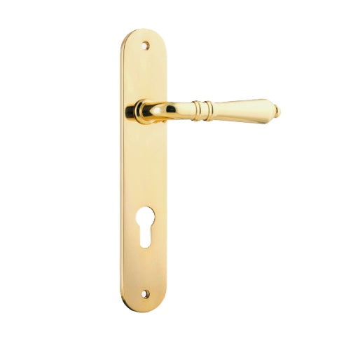 Sarlat Lever - Oval Backplate - 230mm x 40mm - Polished Brass