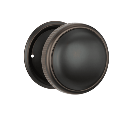 Small Milled Edged Mortice Knob – Round Rose - Antique Copper