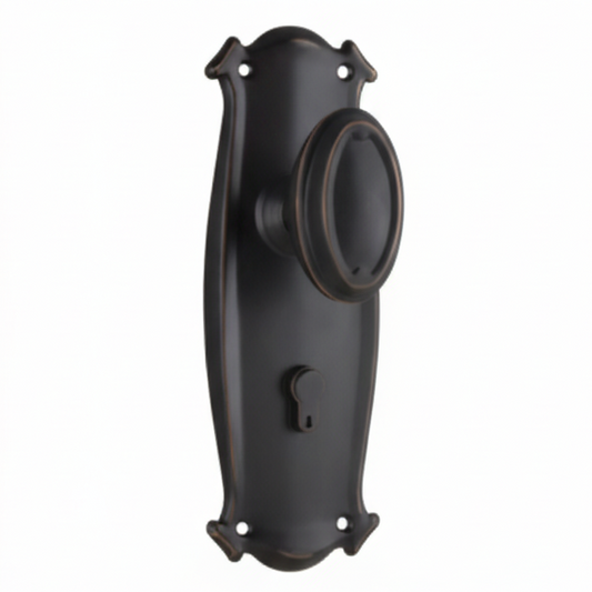 New Bungalow Door Knob - Long Backplate - Chrome Plated - Brand New Tile