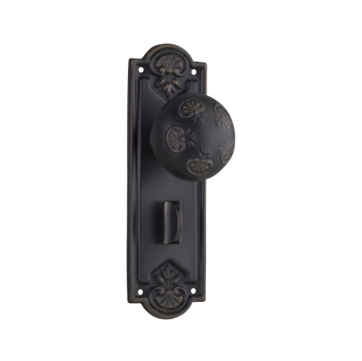 Nouveau Door Knob (Privacy) – Long Backplate - Antique Copper