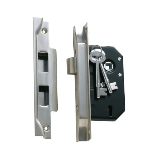 Rebated 3 Lever Mortice Lock – Backset 44mm - Satin Chrome