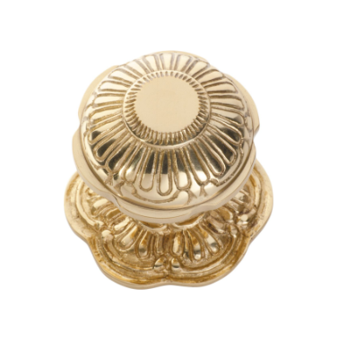 Ornate Centre Door Knob - Polished Brass