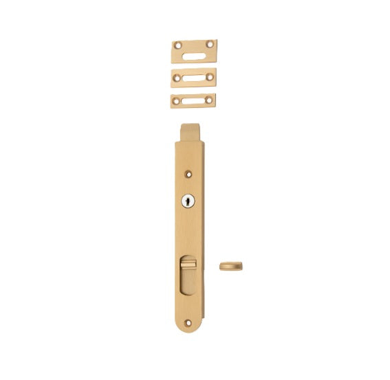 Locking Flush Bolt - 200mm - Brushed Brass