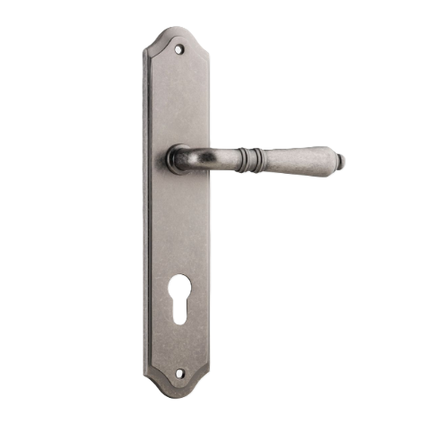 Sarlat Lever - Edged Backplate - Euro85 - Rumbled Nickel
