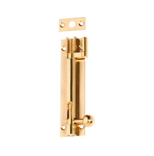 Barrel Bolt – Offset L100mm - Polished Brass