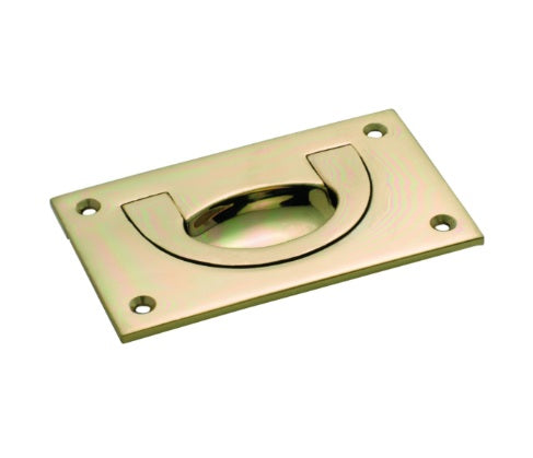 Classic rectangular flush pull handles for sliding doors, shown in polished brass and antique bronze finishes with traditional face-fix screw holes.