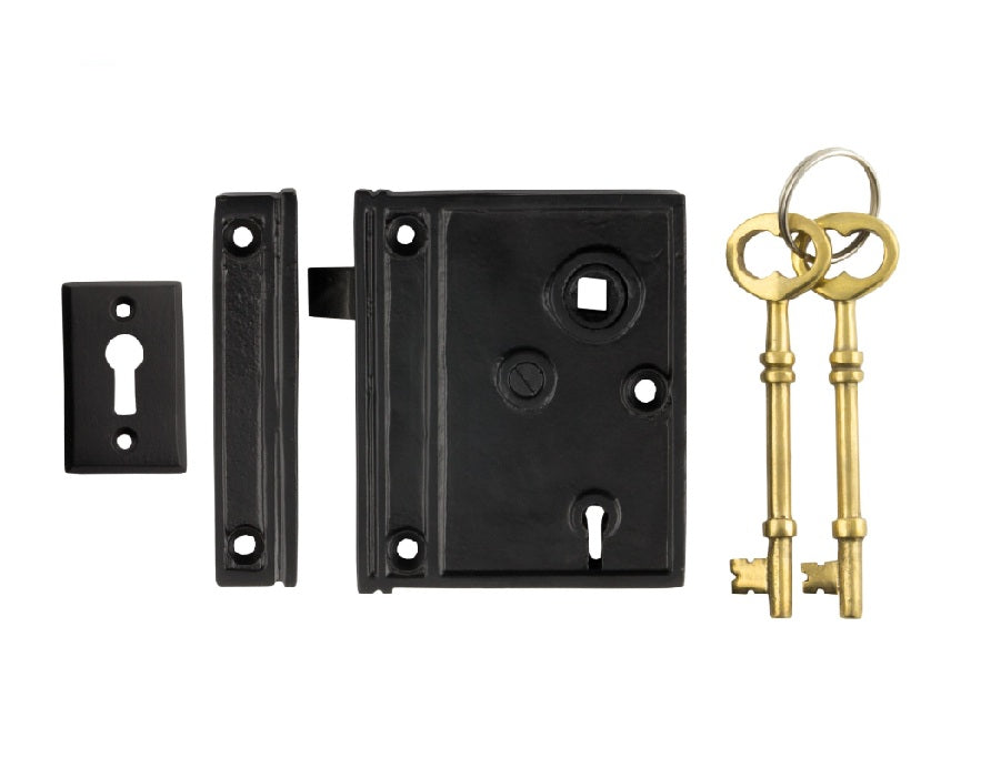 Rim Lock Matt Black new with keys