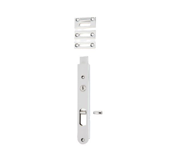 Locking Flush Bolt - 200mm - Brushed Chrome