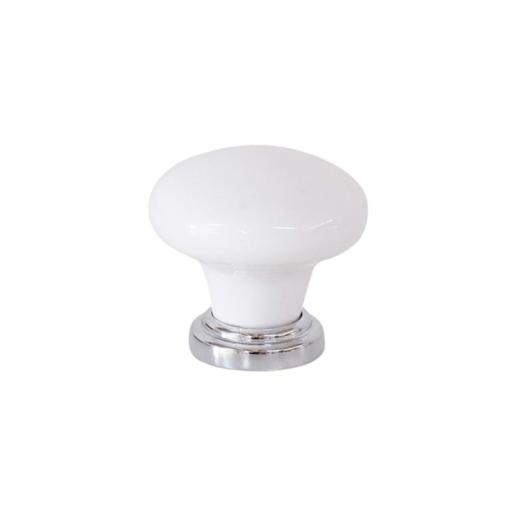 Porcelain Cupboard Knob – D38xP36mm - Chrome Plated