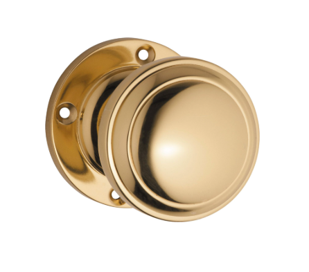 Tradco Milton 21365 Milton Knob – Round Rose in a sleek Unlacquered Polished Brass finish, Rose Round Backplate.