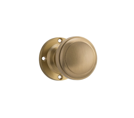 Tradco Milton 21369 Milton Knob – Round Rose in a sleek Unlacquered Satin Brass finish, Rose Round Backplate.